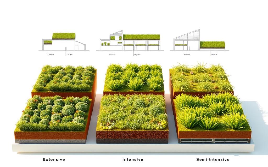 green roof system types comparison